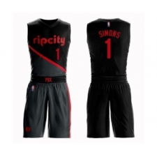 Youth Portland Trail Blazers #1 Anfernee Simons Swingman Black Basketball Suit Jersey - City Edition
