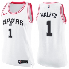 Women's Nike San Antonio Spurs #1 Lonnie Walker Swingman White Pink Fashion NBA Jersey