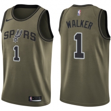 Youth Nike San Antonio Spurs #1 Lonnie Walker Swingman Green Salute to Service NBA Jersey