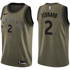 Men's Nike Toronto Raptors #2 Kawhi Leonard Swingman Green Salute to Service NBA Jersey