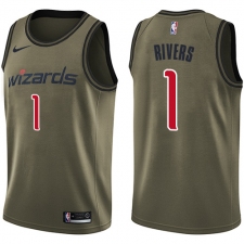 Men's Nike Washington Wizards #1 Austin Rivers Swingman Green Salute to Service NBA Jersey