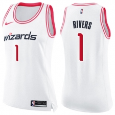 Women's Nike Washington Wizards #1 Austin Rivers Swingman White Pink Fashion NBA Jersey
