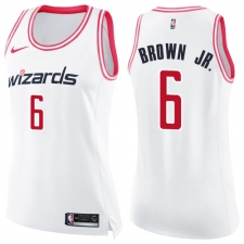Women's Nike Washington Wizards #6 Troy Brown Jr. Swingman White Pink Fashion NBA Jersey