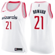Women's Nike Washington Wizards #21 Dwight Howard Swingman White Pink Fashion NBA Jersey