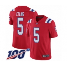 Men's New England Patriots #5 Danny Etling Red Alternate Vapor Untouchable Limited Player 100th Season Football Jersey