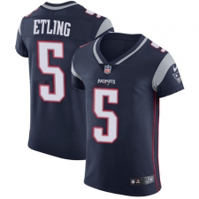 Men's Nike New England Patriots #5 Danny Etling Navy Blue Team Color Vapor Untouchable Elite Player NFL Jersey