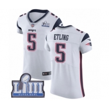 Men's Nike New England Patriots #5 Danny Etling White Vapor Untouchable Elite Player Super Bowl LIII Bound NFL Jersey