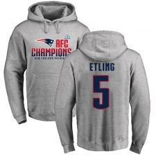 Nike New England Patriots #5 Danny Etling Heather Gray 2017 AFC Champions Pullover Hoodie
