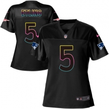 Women's Nike New England Patriots #5 Danny Etling Game Black Fashion NFL Jersey