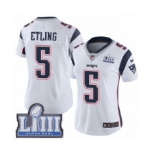 Women's Nike New England Patriots #5 Danny Etling White Vapor Untouchable Limited Player Super Bowl LIII Bound NFL Jersey