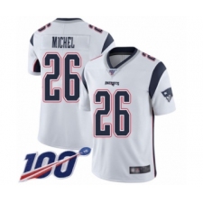Men's New England Patriots #26 Sony Michel White Vapor Untouchable Limited Player 100th Season Football Jersey