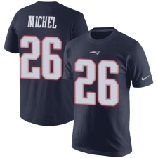 NFL Nike New England Patriots #26 Sony Michel Navy Blue Rush Pride Name & Number T-Shirt