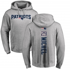 NFL Nike New England Patriots #29 Sony Michel Ash Backer Pullover Hoodie