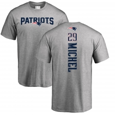 NFL Nike New England Patriots #29 Sony Michel Ash Backer T-Shirt