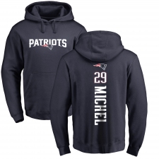 NFL Nike New England Patriots #29 Sony Michel Navy Blue Backer Pullover Hoodie