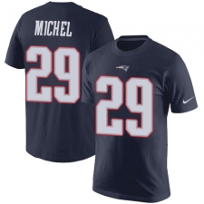 NFL Nike New England Patriots #29 Sony Michel Navy Blue Rush Pride Name & Number T-Shirt