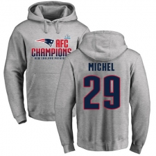 Nike New England Patriots #29 Sony Michel Heather Gray 2017 AFC Champions Pullover Hoodie