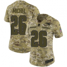 Women's Nike New England Patriots #26 Sony Michel Limited Camo 2018 Salute to Service NFL Jersey