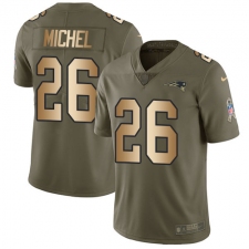 Youth Nike New England Patriots #26 Sony Michel Limited Olive Gold 2017 Salute to Service NFL Jersey