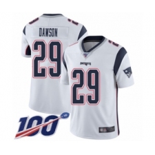 Men's New England Patriots #29 Duke Dawson White Vapor Untouchable Limited Player 100th Season Football Jersey