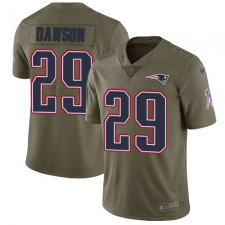 Men's Nike New England Patriots #29 Duke Dawson Limited Olive 2017 Salute to Service NFL Jersey