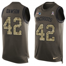 Men's Nike New England Patriots #42 Duke Dawson Limited Green Salute to Service Tank Top NFL Jersey