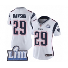 Women's Nike New England Patriots #29 Duke Dawson White Vapor Untouchable Limited Player Super Bowl LIII Bound NFL Jersey