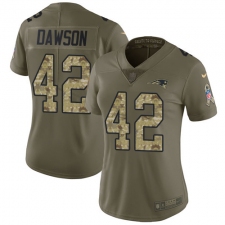 Women's Nike New England Patriots #42 Duke Dawson Limited Olive Camo 2017 Salute to Service NFL Jersey