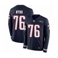 Men's Nike New England Patriots #76 Isaiah Wynn Limited Navy Blue Therma Long Sleeve NFL Jersey