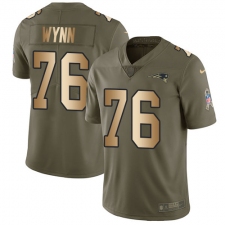 Men's Nike New England Patriots #76 Isaiah Wynn Limited Olive Gold 2017 Salute to Service NFL Jersey