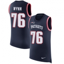Men's Nike New England Patriots #76 Isaiah Wynn Navy Blue Rush Player Name & Number Tank Top NFL Jersey