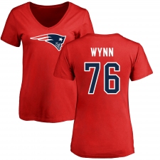 NFL Women's Nike New England Patriots #76 Isaiah Wynn Red Name & Number Logo Slim Fit T-Shirt