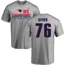 Nike New England Patriots #76 Isaiah Wynn Heather Gray 2017 AFC Champions V-Neck T-Shirt