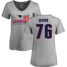 Women's Nike New England Patriots #76 Isaiah Wynn Heather Gray 2017 AFC Champions V-Neck T-Shirt
