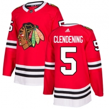 Men's Adidas Chicago Blackhawks #5 Adam Clendening Authentic Red Home NHL Jersey