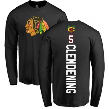 NHL Adidas Chicago Blackhawks #5 Adam Clendening Black Backer Long Sleeve T-Shirt
