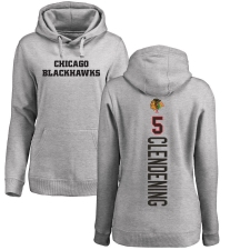 NHL Women's Adidas Chicago Blackhawks #5 Adam Clendening Ash Backer Pullover Hoodie