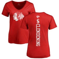 NHL Women's Adidas Chicago Blackhawks #5 Adam Clendening Red One Color Backer T-Shirt
