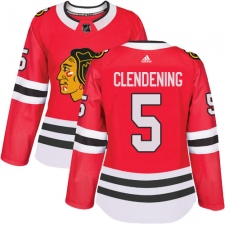 Women's Adidas Chicago Blackhawks #5 Adam Clendening Authentic Red Home NHL Jersey