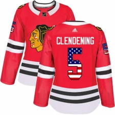 Women's Adidas Chicago Blackhawks #5 Adam Clendening Authentic Red USA Flag Fashion NHL Jersey