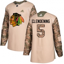 Youth Adidas Chicago Blackhawks #5 Adam Clendening Authentic Camo Veterans Day Practice NHL Jersey