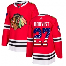 Men's Adidas Chicago Blackhawks #27 Adam Boqvist Authentic Red USA Flag Fashion NHL Jersey