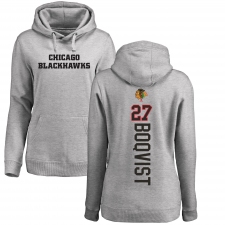 NHL Women's Adidas Chicago Blackhawks #27 Adam Boqvist Ash Backer Pullover Hoodie