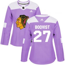 Women's Adidas Chicago Blackhawks #27 Adam Boqvist Authentic Purple Fights Cancer Practice NHL Jersey