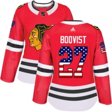Women's Adidas Chicago Blackhawks #27 Adam Boqvist Authentic Red USA Flag Fashion NHL Jerse