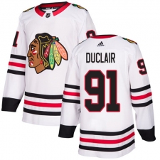 Men's Adidas Chicago Blackhawks #91 Anthony Duclair Authentic White Away NHL Jersey