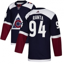 Men's Adidas Colorado Avalanche #94 Sampo Ranta Authentic Navy Blue Alternate NHL Jersey