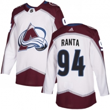 Men's Adidas Colorado Avalanche #94 Sampo Ranta Authentic White Away NHL Jersey