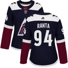 Women's Adidas Colorado Avalanche #94 Sampo Ranta Authentic Navy Blue Alternate NHL Jersey