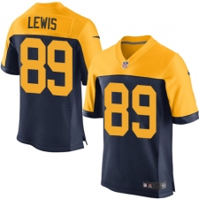 Men's Nike Green Bay Packers #89 Marcedes Lewis Elite Navy Blue Alternate NFL Jersey